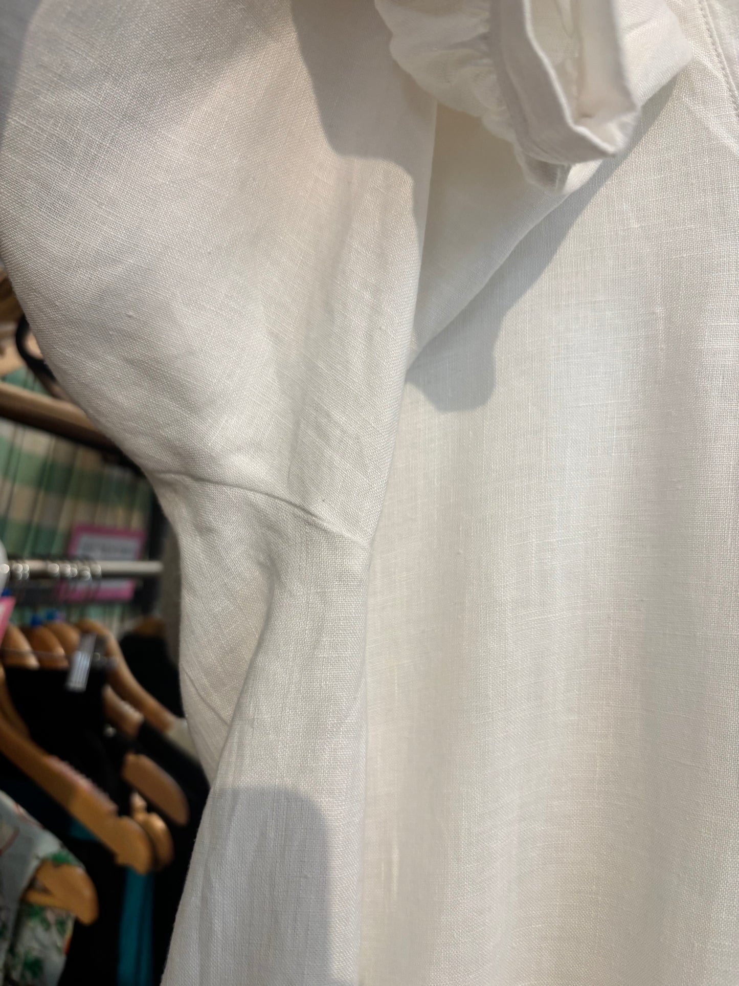 size XL white linen Sleep Shirt kaftan - bishop sleeve
