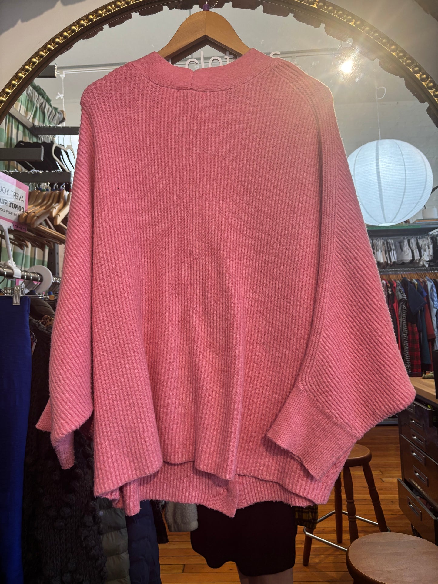 size 3X pink ribbed  DEX cardigan - boxy