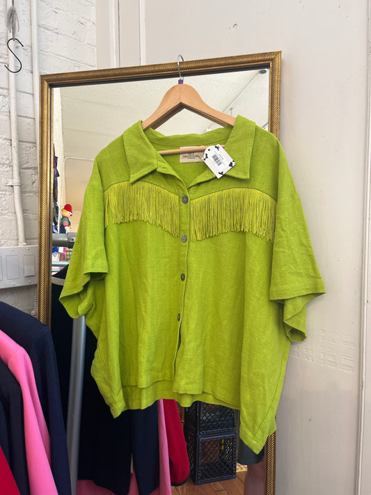size 3X chartreuse green tassles Fashion Brand Company top