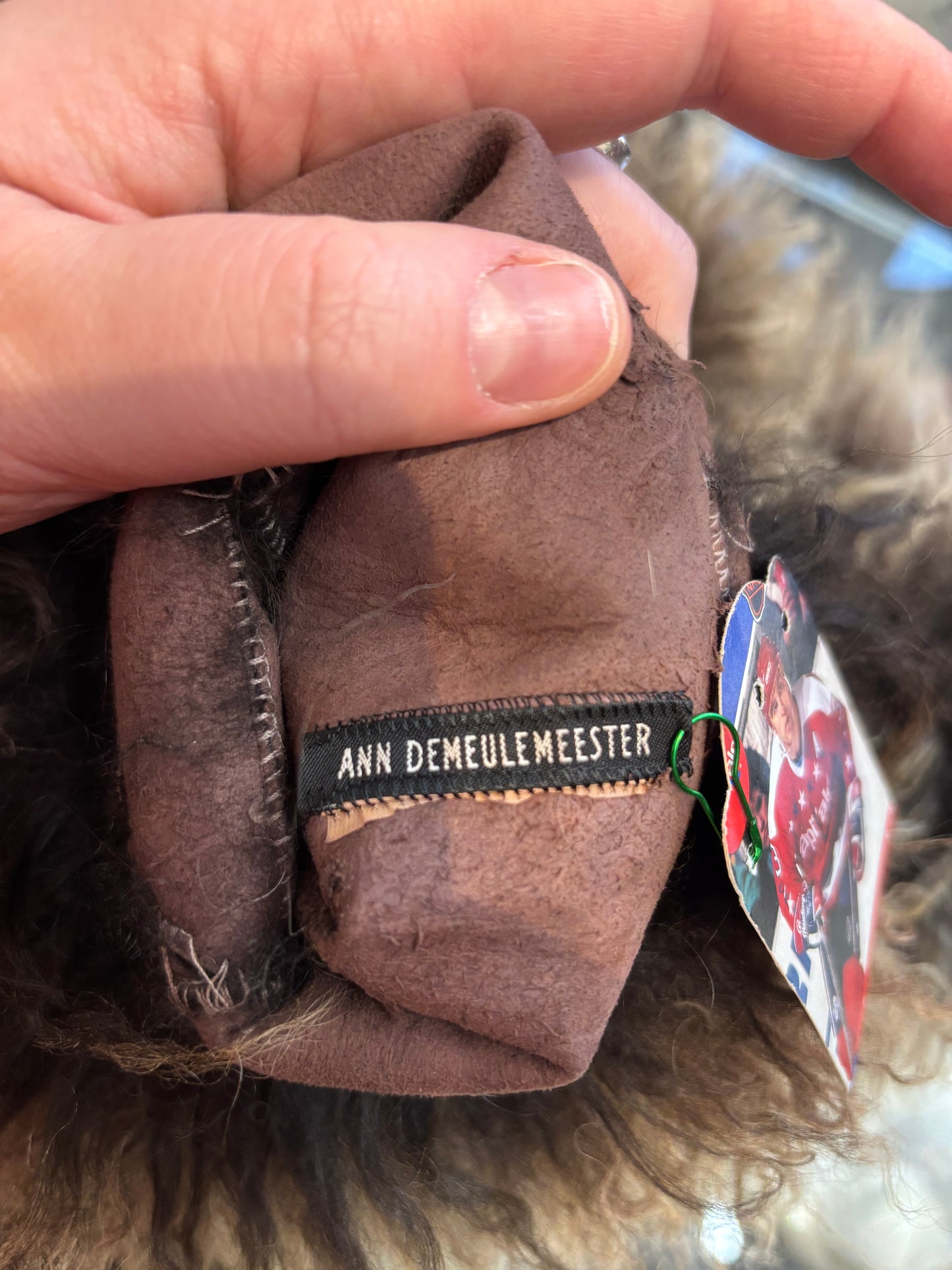 RARE vintage ANN Demeulemeester mongolian wool shearling leather scarf