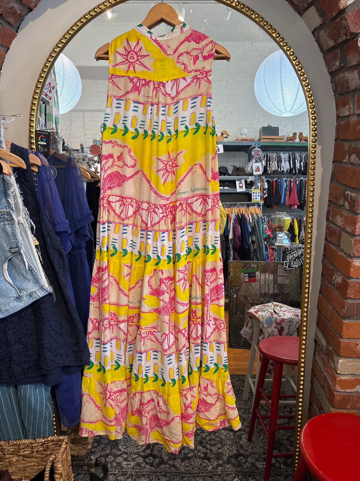 flex yellow with bright shapes Antica Sartoria by Giacomo Cinque vintage maxi dress