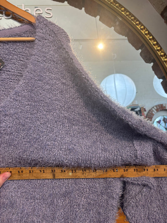 size flex purple fuzzy knit Free People sweater - boxy