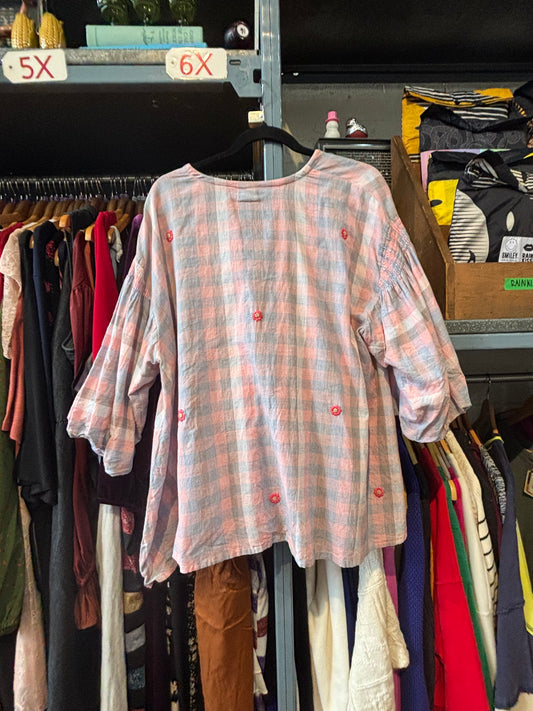 Size XXL pink and blue plaid Little Tienda Top