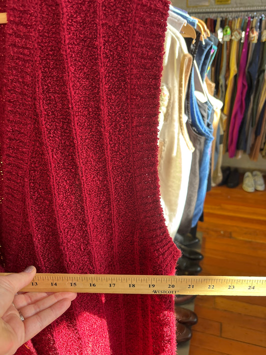 size 3X burgundy knit with gold buttons VINTAGE vest - knit