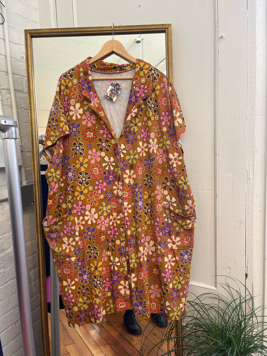 size 30/32 (5X) AS IS brown 70s daisies Tamara Mala x Berriez dress