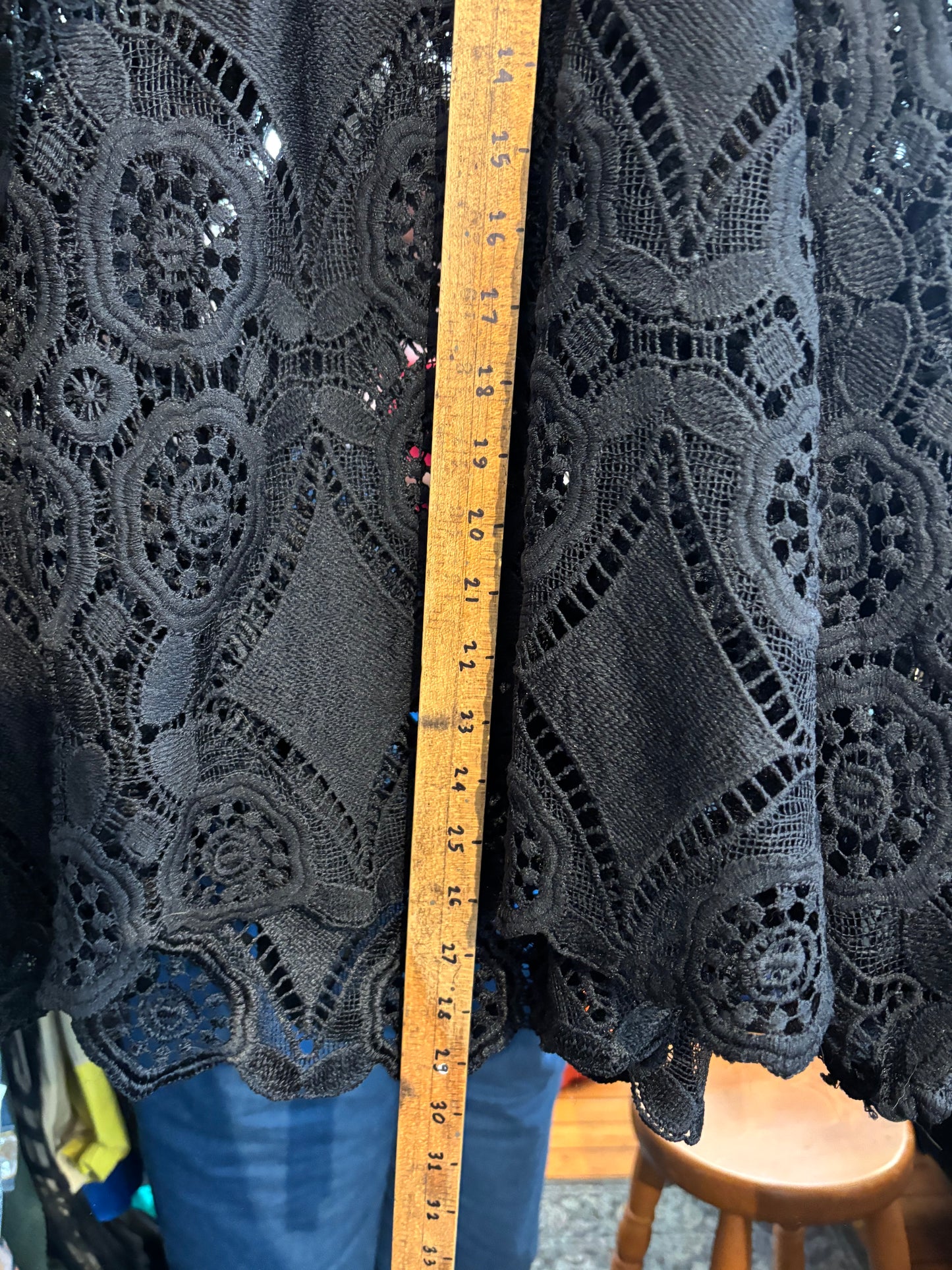 size 3X black applique see through Penningtons top - blouse