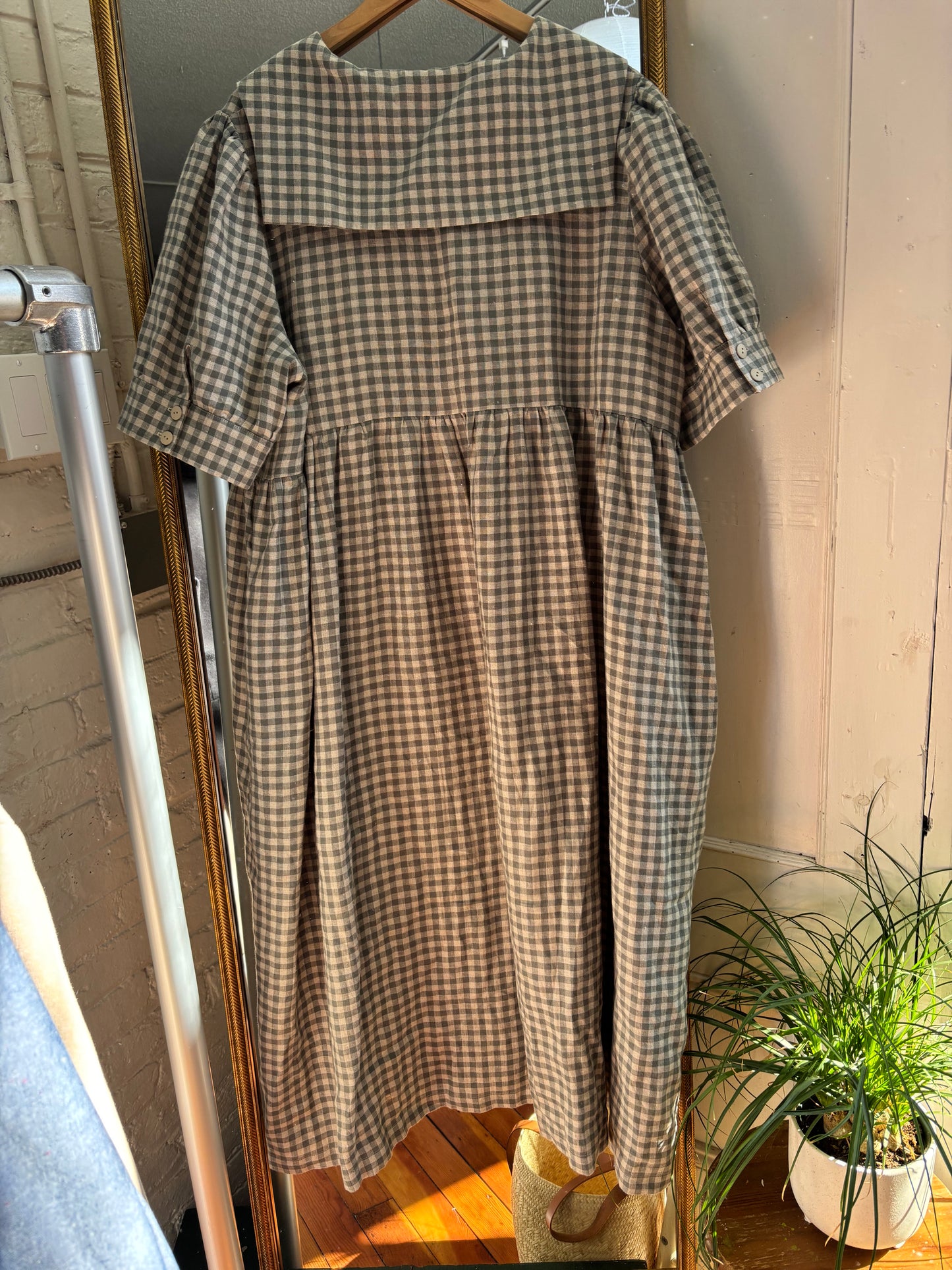 size XXL green beige check Offon Clothing dress