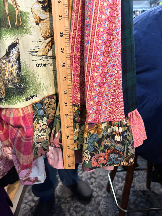 Size XL woodland animal Afrayed Upcycling dress
