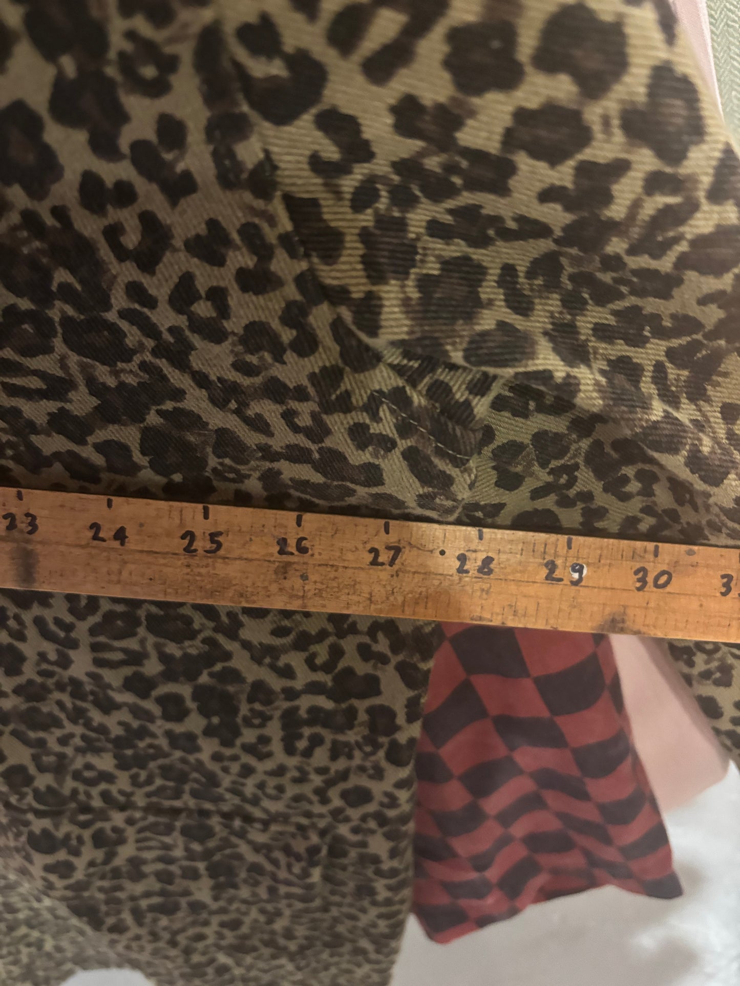size XLish green leopard Red Sky shacket