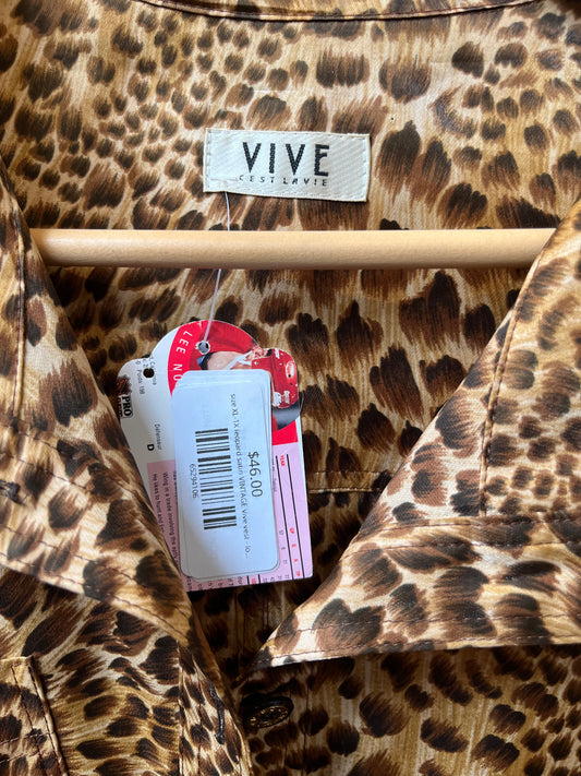 size XL-1X leopard satin VINTAGE Vive vest - long
