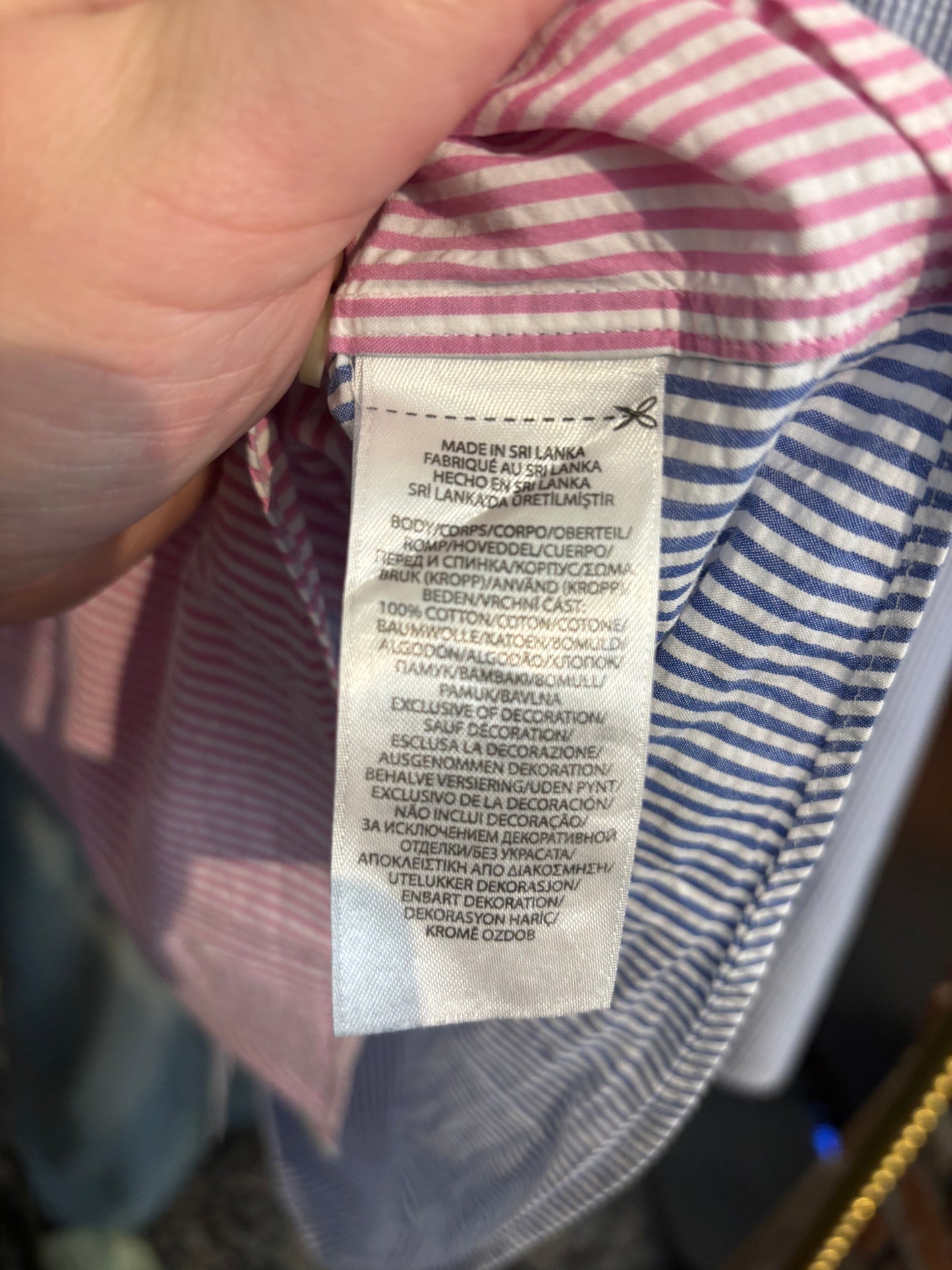 Size 4XB pink blue striped colour blocked Ralph Lauren short - button up