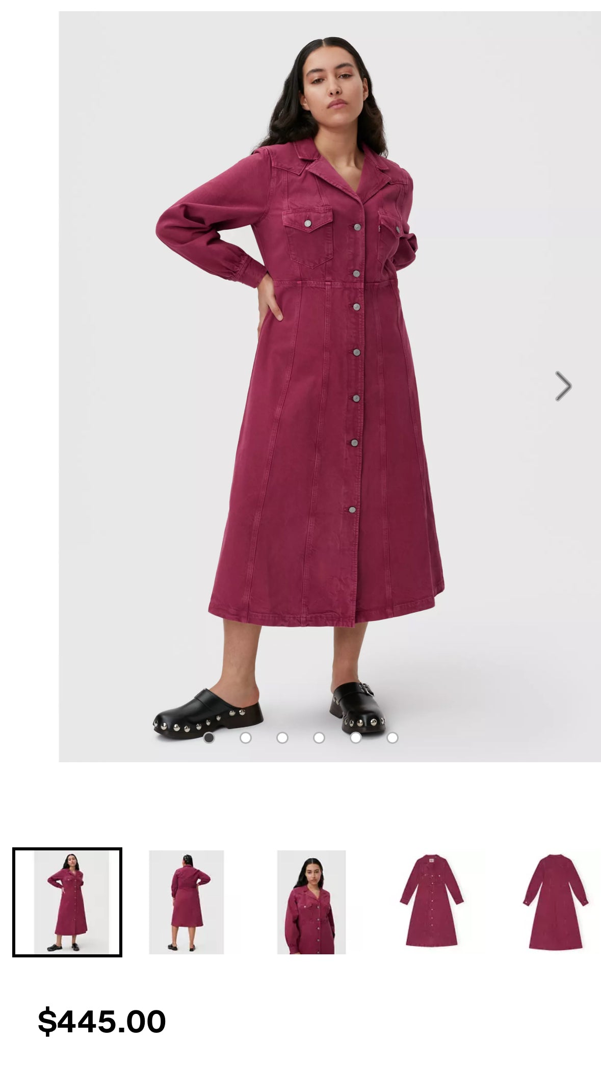 size 3X (SMALL FIT) Ganni x Levis Burgundy denim dress