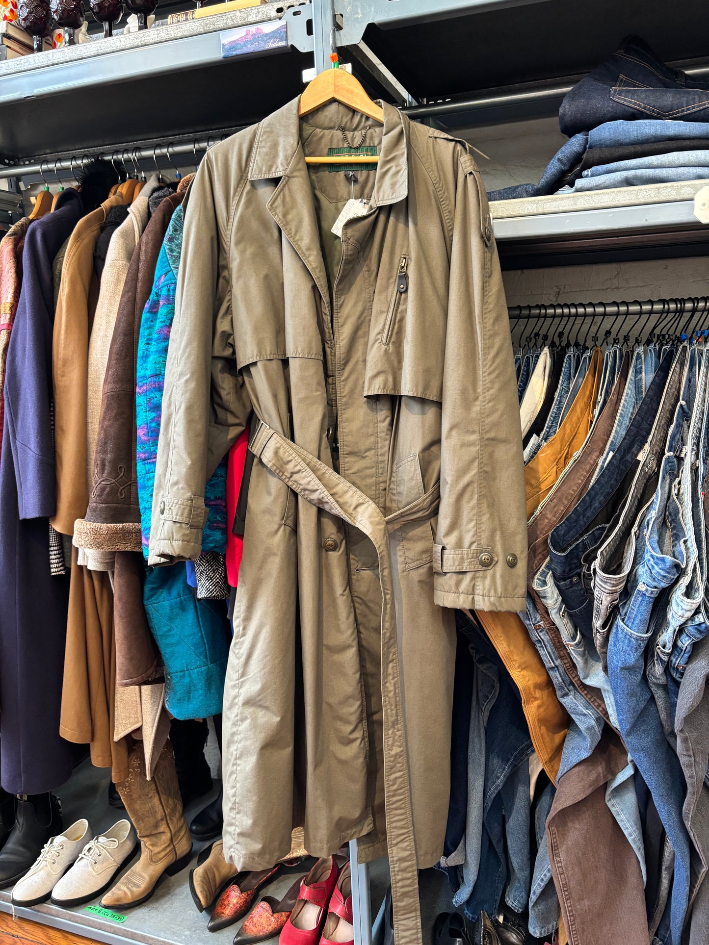 Vintage Green Trench Coat Vintage Piere 41 Size 42 tall