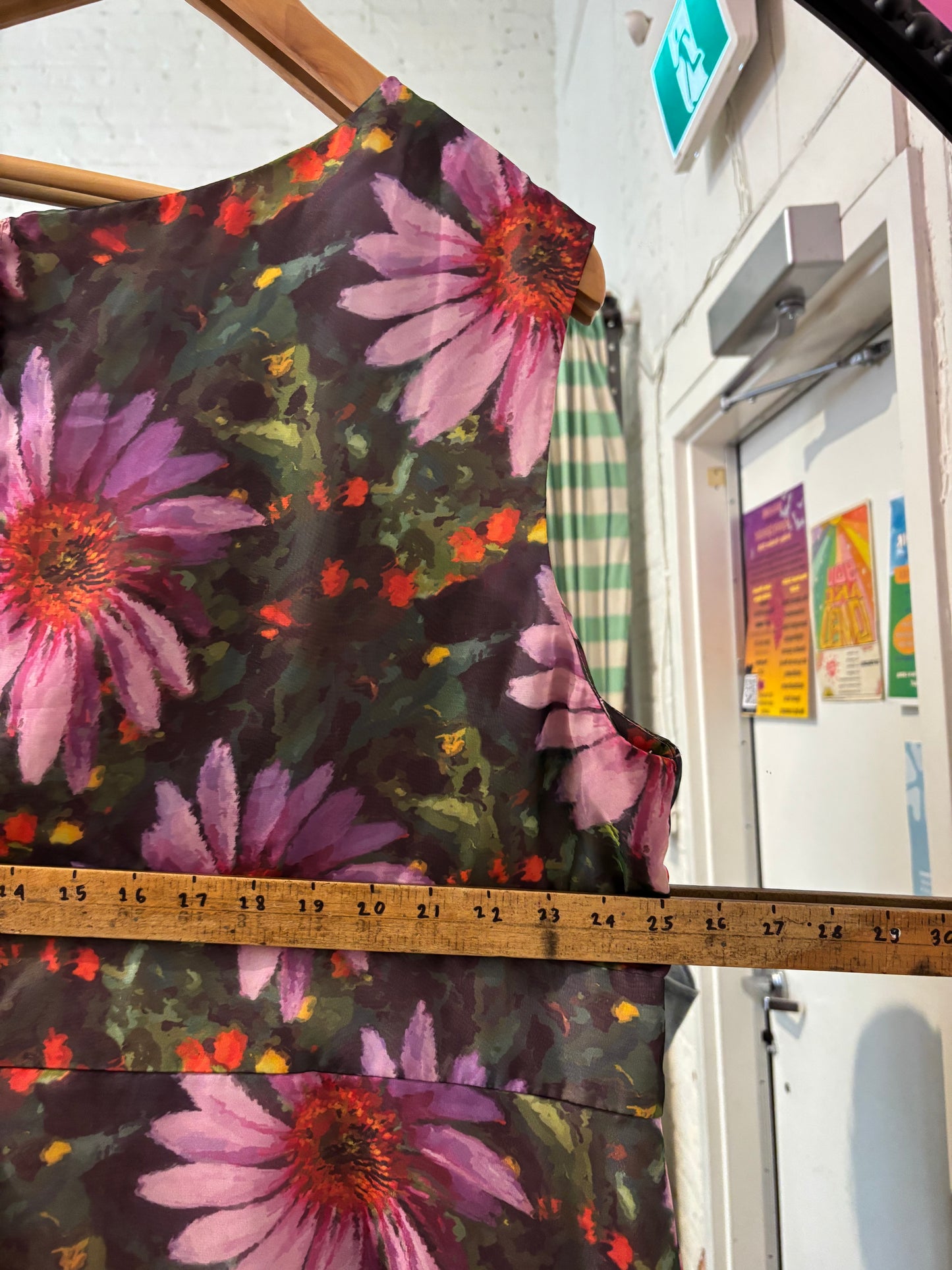 size 4X floral big purple green geode dress- knee