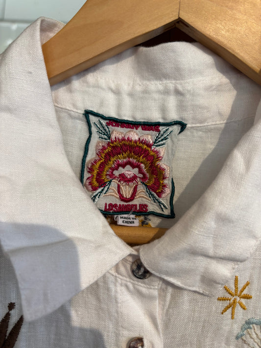 size XL white with embroidery Johnny Was top - button up