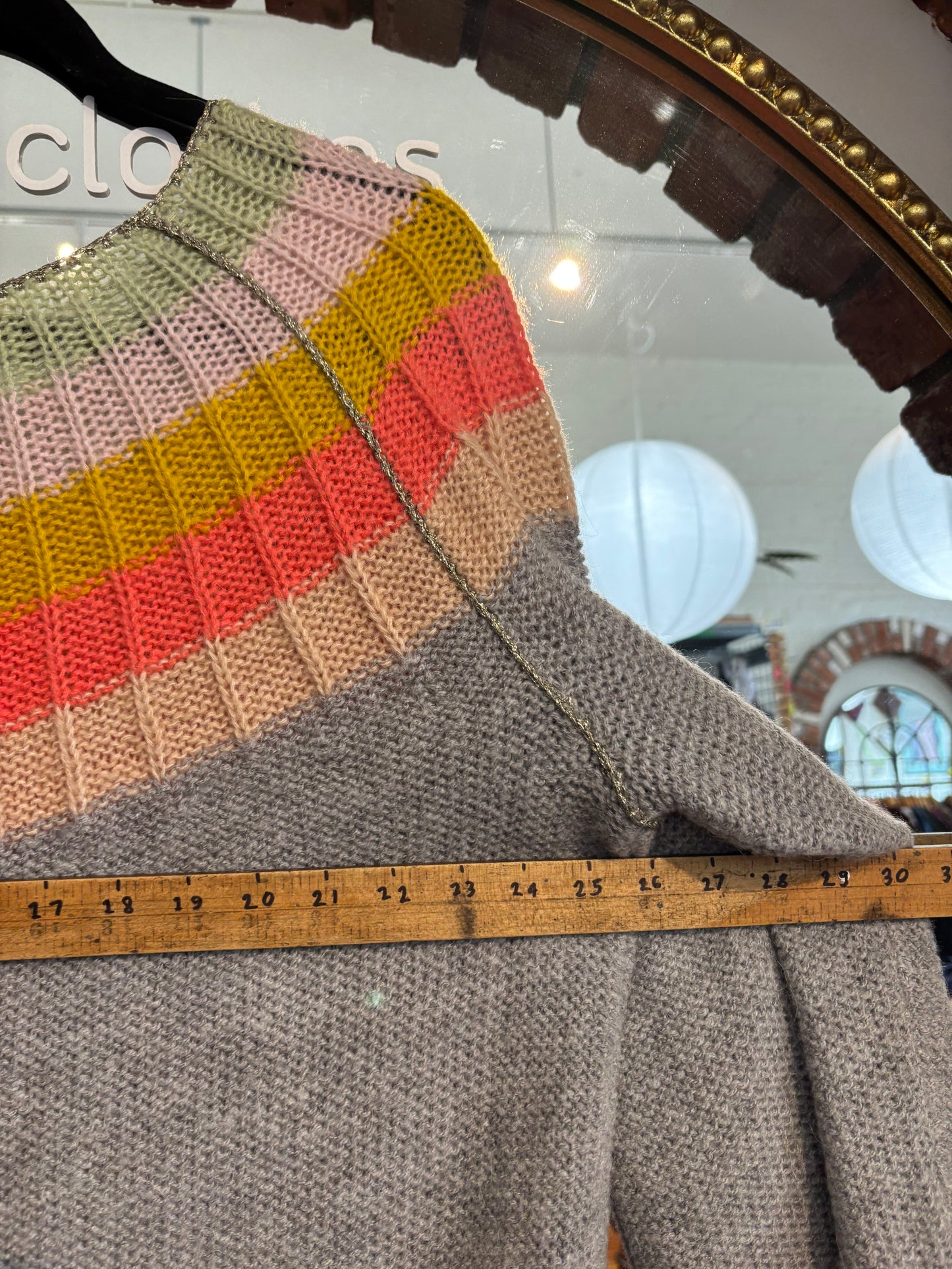 size 2X grey with rainbow neck Anthropologie  sweater - knit