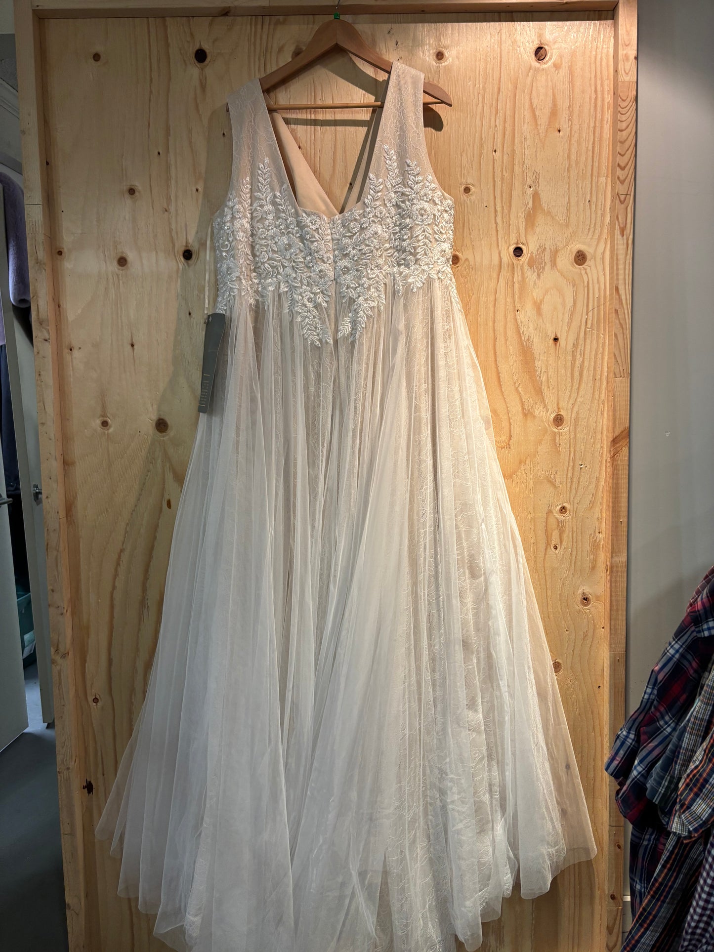 Asos off white organza overlay wedding dress