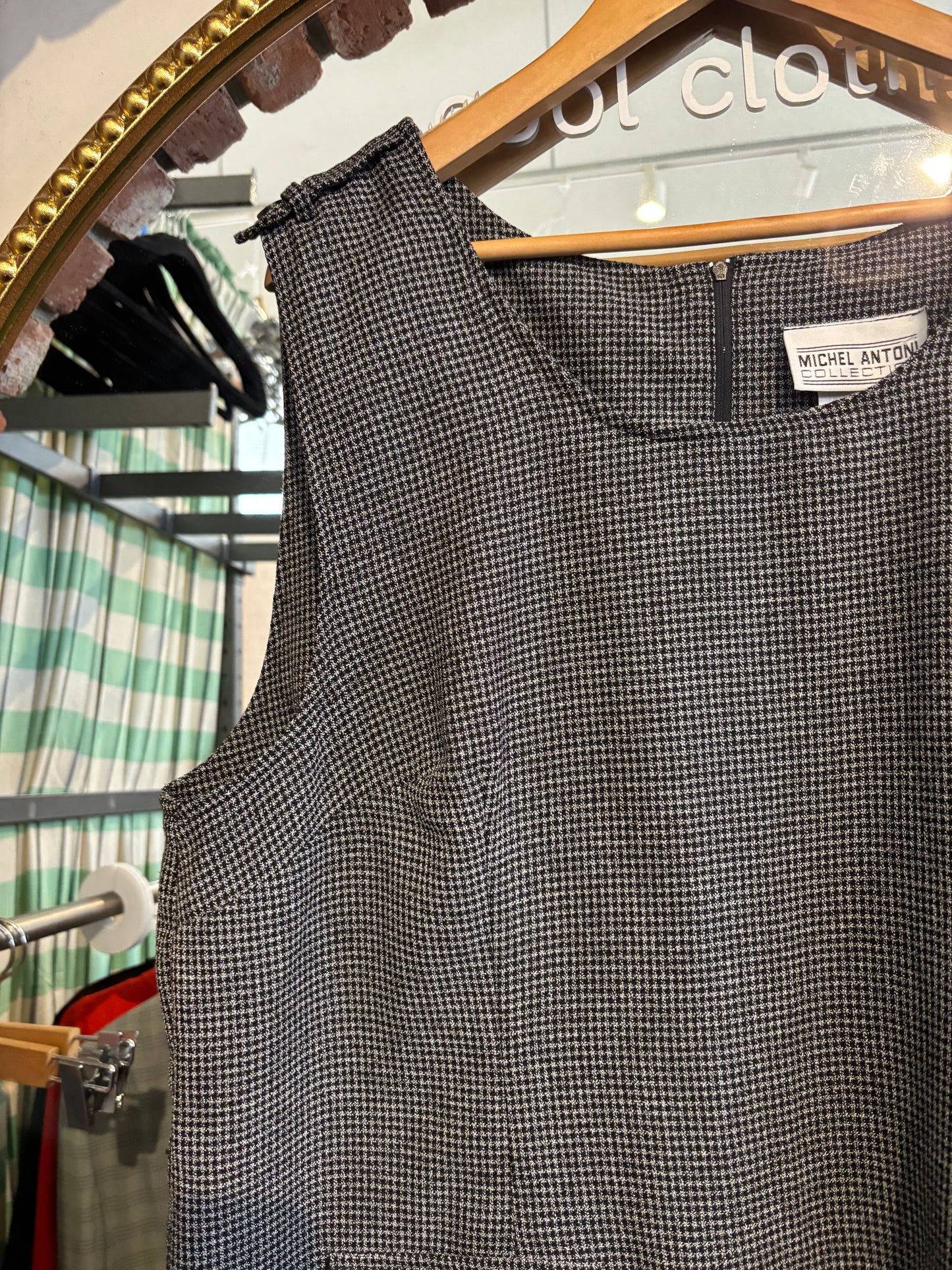 size 18 grey black pattern vintage Michel Antoni dress - pockets