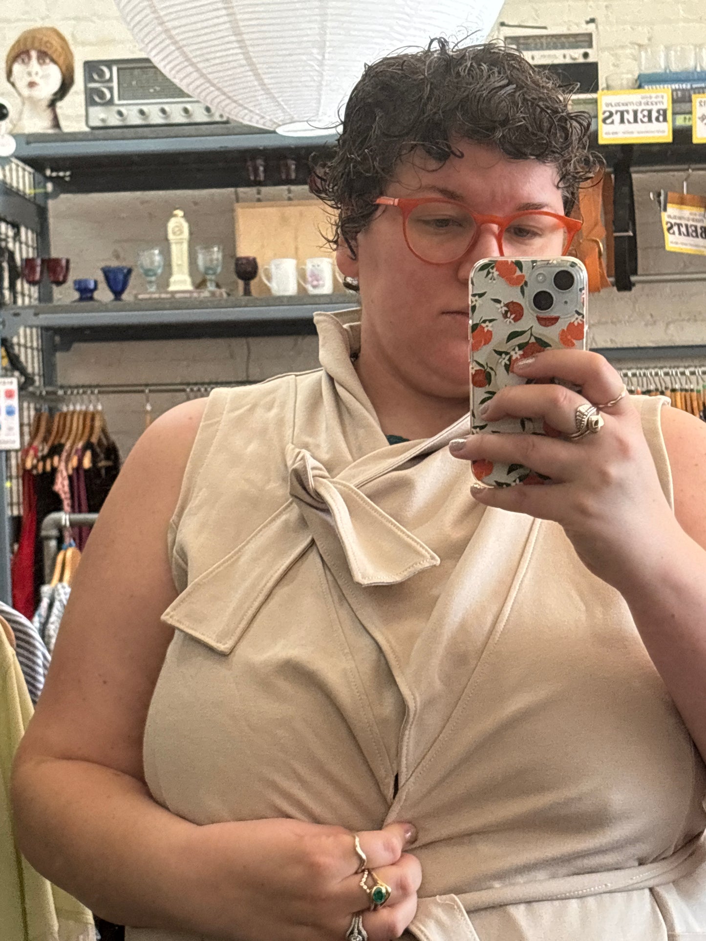 size L/XL Anne Mulaire beige vest - maude wrap