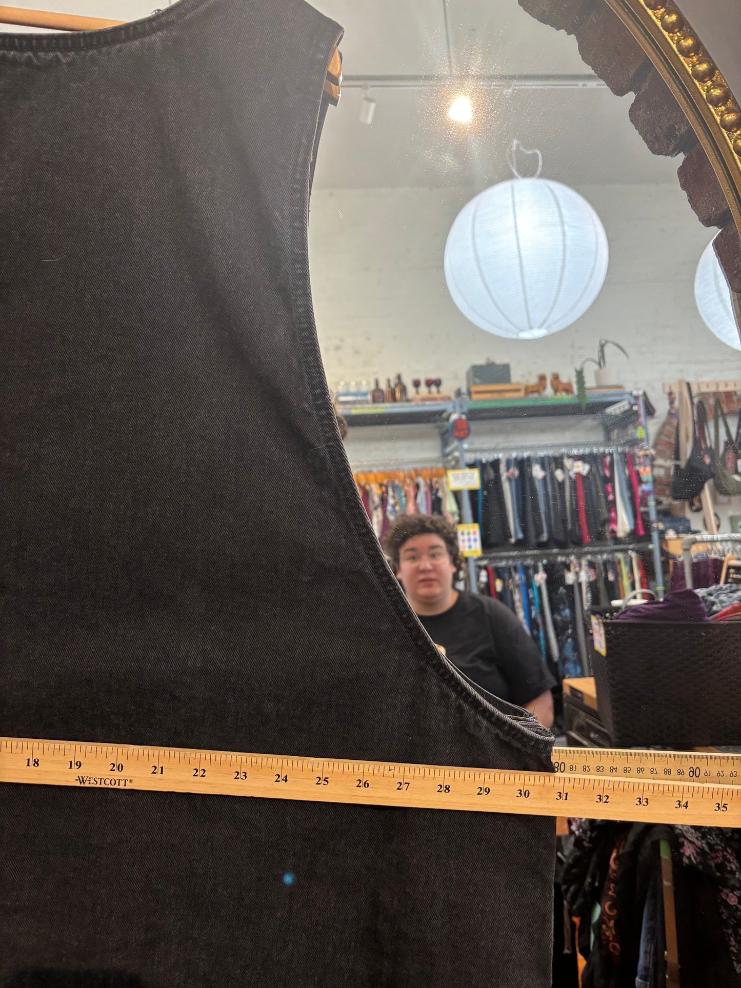 Size 26 black denim Lucy and Yak pinafore