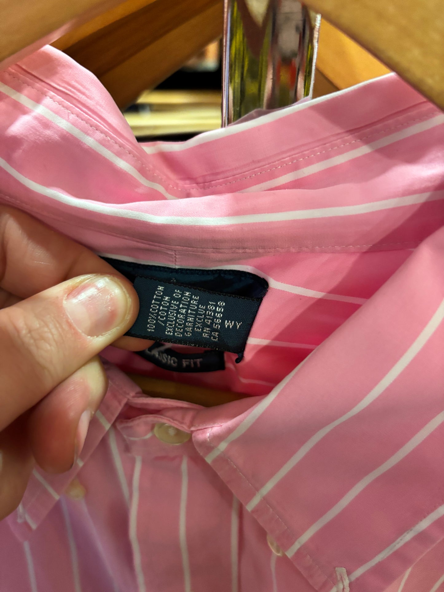 Size 3XB pink stripe Ralph Lauren button up top