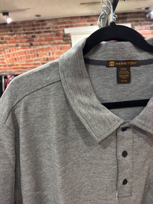 Harriton charcoal long sleeve polo