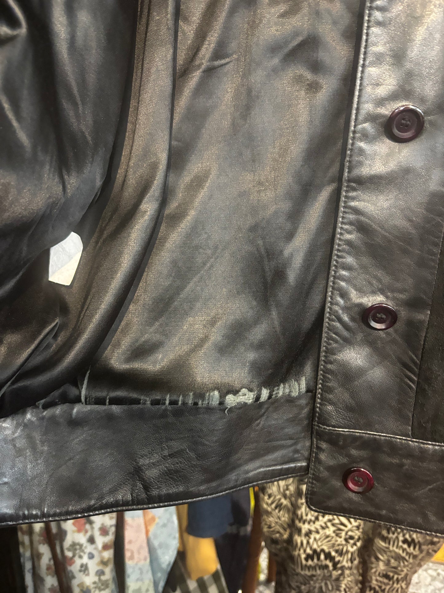 AS IS size 14 black leather and suede VINTAGE Andre Creation jacket
