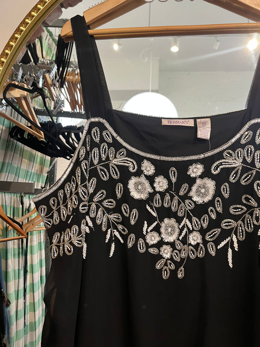 Black vintage Romans beaded dress size 32