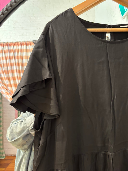 size 3X black matte satin Joe Fresh dress - short tiered