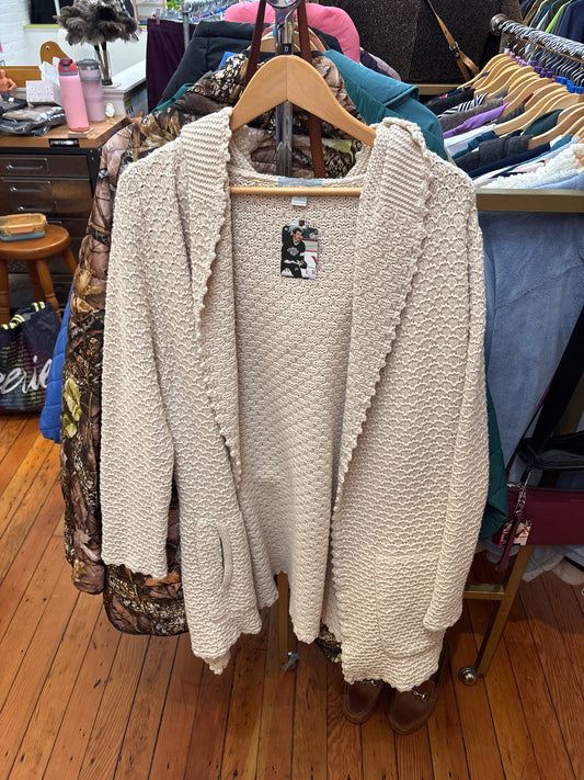 size XL cream cotton April Cornell cardigan - knit open