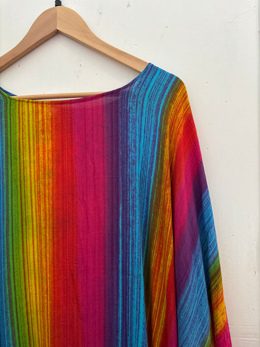 O/S Rainbow rayon Bali Kiss Kaftan
