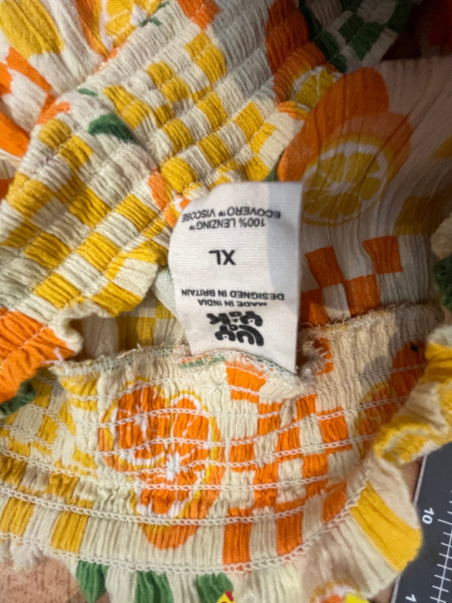 Size XL checkerboard orange green Lucy skirt