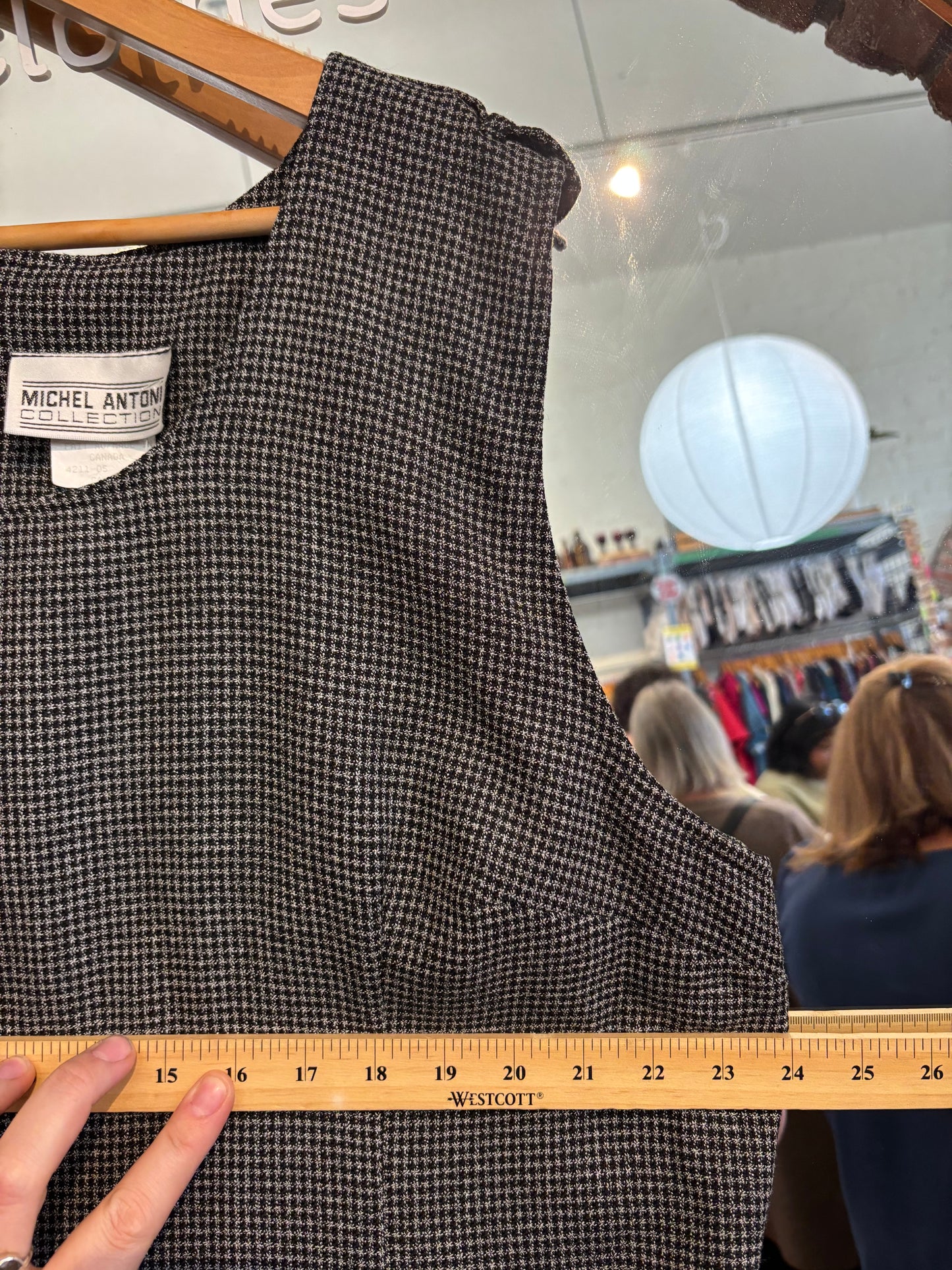 size 18 grey black pattern vintage Michel Antoni dress - pockets