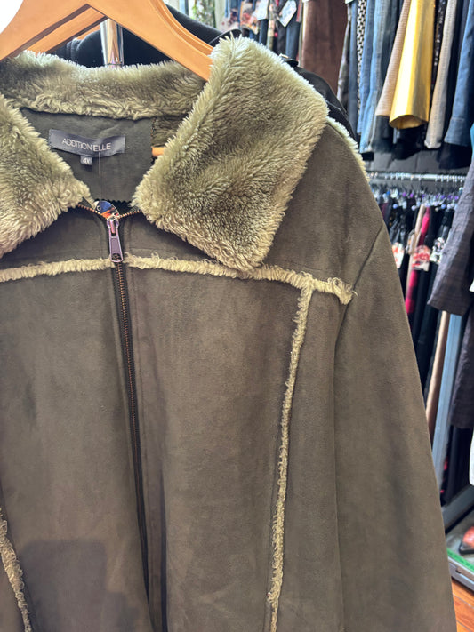 size 4X vintage Addition Elle green faux sherpa jacket