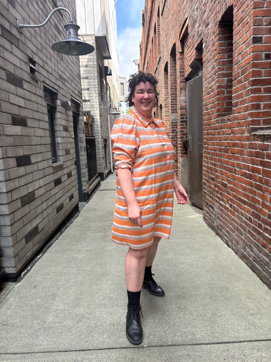Size 2X Orange Hilary Macmillan Striped Tunic Dress