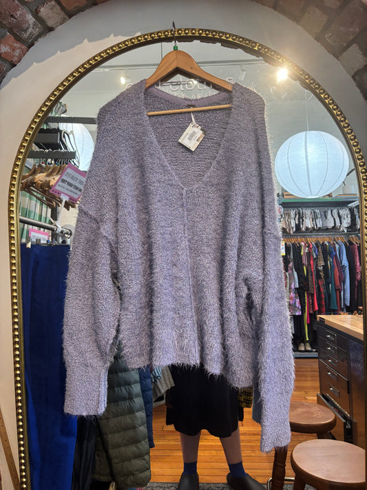 size flex purple fuzzy knit Free People sweater - boxy