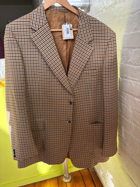 Vintage Firth Clothes wool brown brown gingham blazer size 46 tall