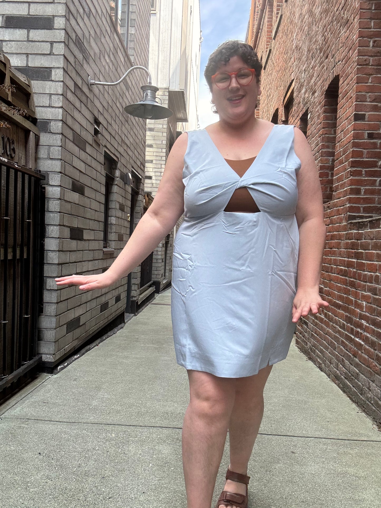 Size 4X Light Blue Hilary Macmillan Twist Front Mini Dress