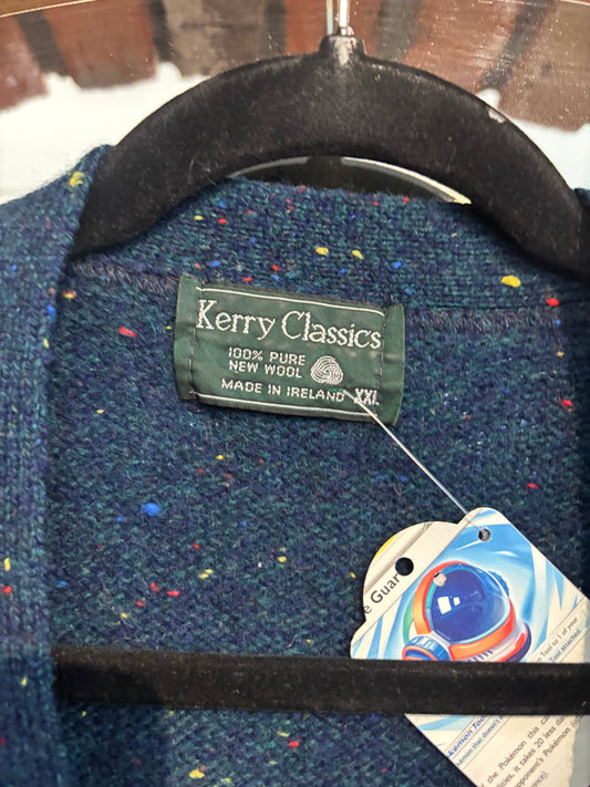 size XXL navy knit with argyle vintage Kerry Classics sweater - cardigan