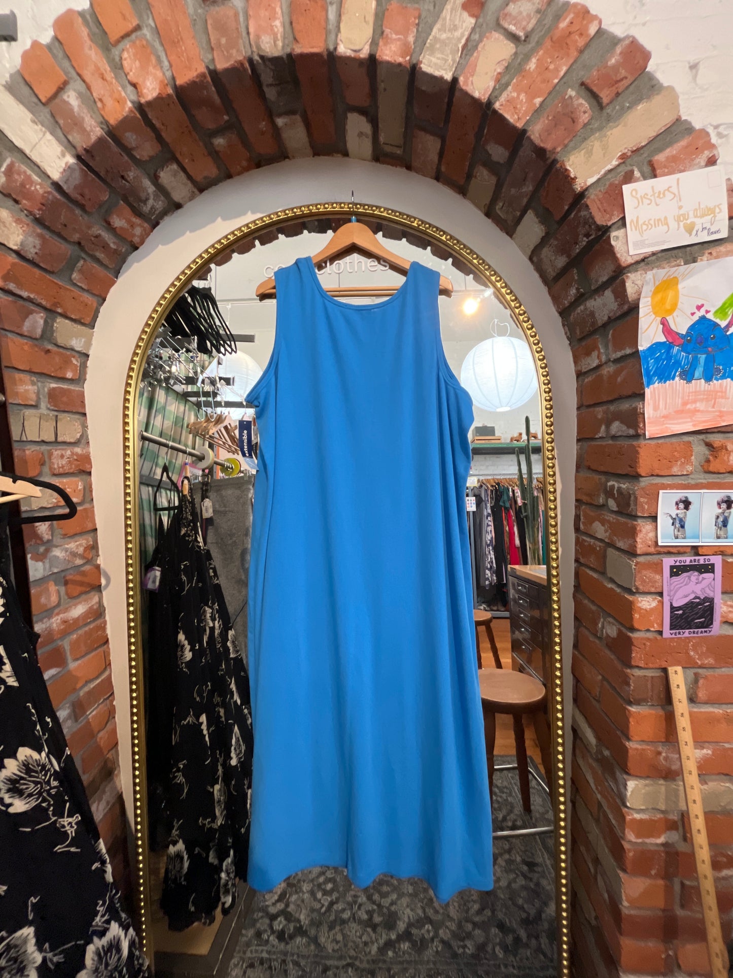 size 5X turquoise cotton poly blend VINTAGE Penningtons dress - tank