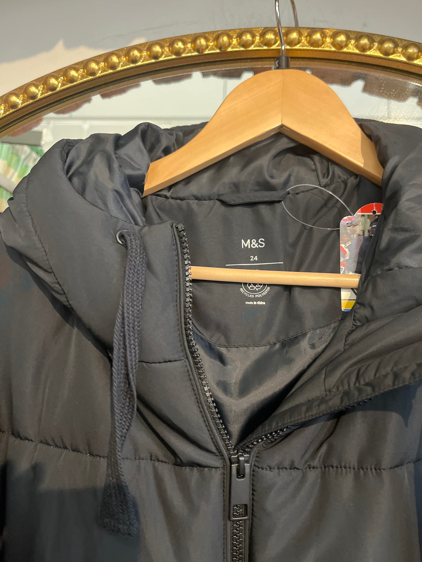 size 24 UK black puffer M&S jacket - puffer