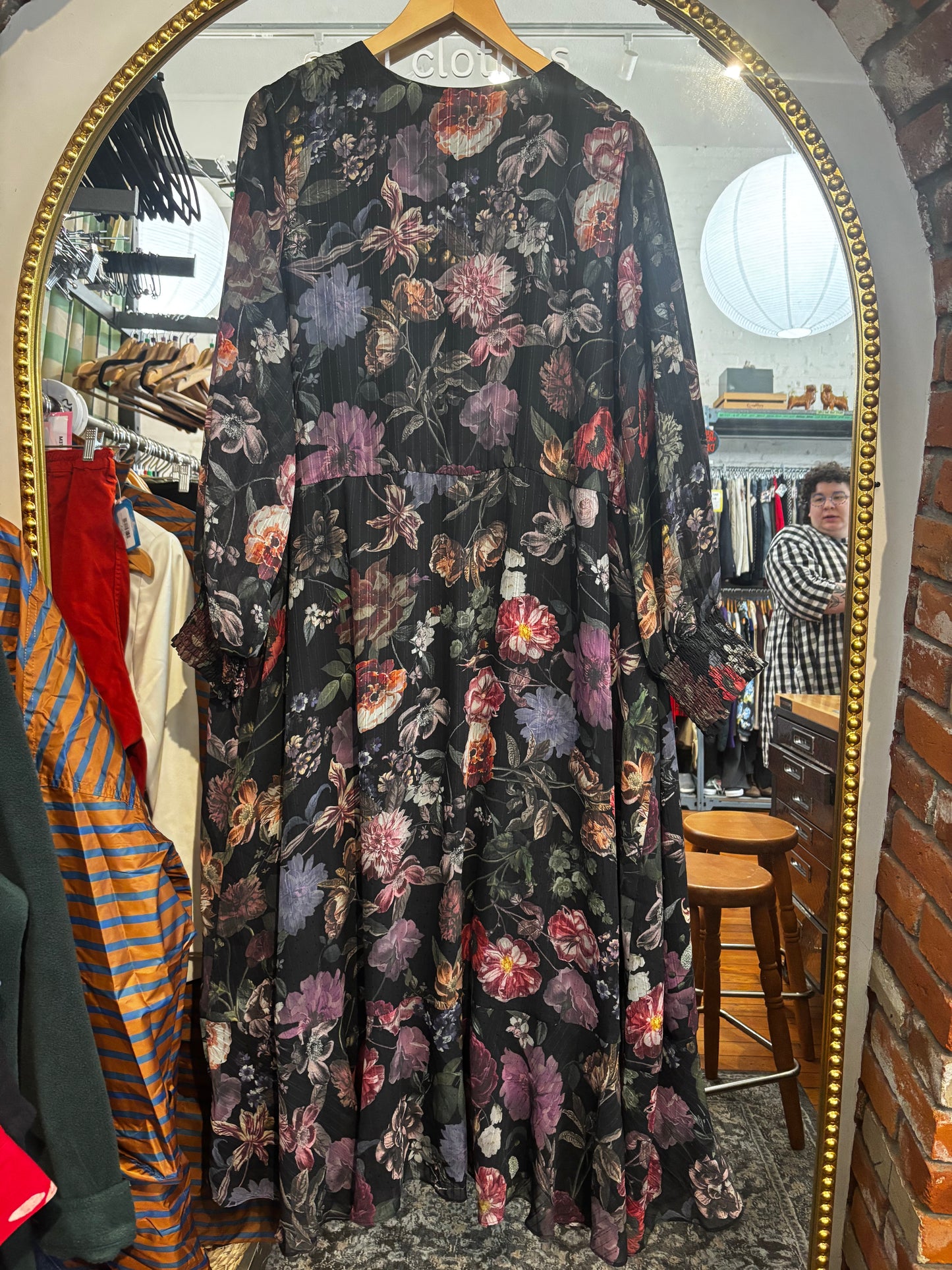 Size 4X Meredith X Penningtons black botanical wrap dress