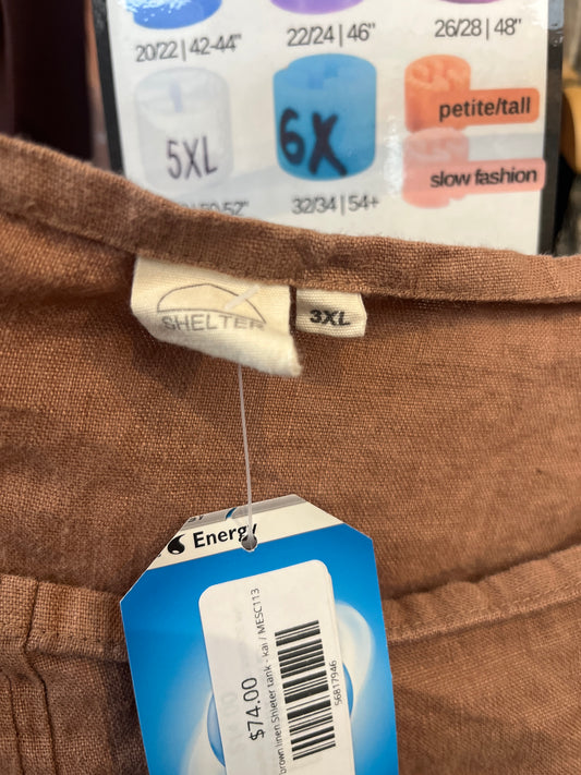 size 3X brown linen Shelter tank