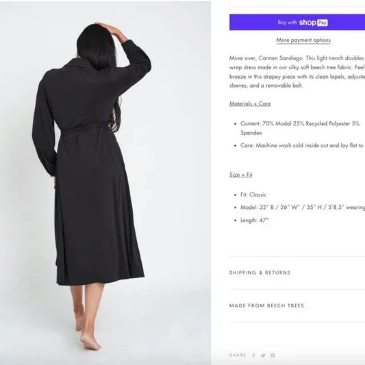Size L "Juniper" Leze the Label Trench / Wrap Dress