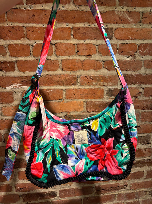 Woodbricks quilted ruffle shoulder crescent bag