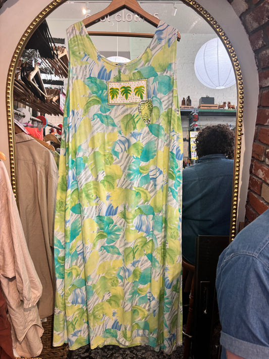 VINTAGE size 3X we be bop light green maxi dress