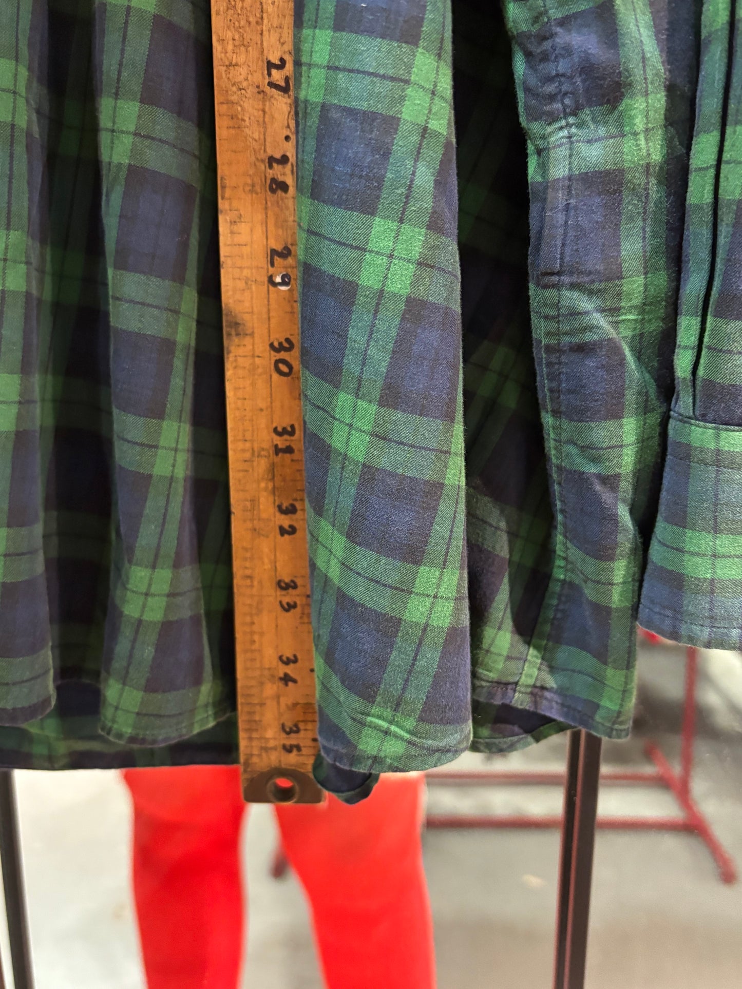 Size 4XB navy green plaid Ralph Lauren long - button up