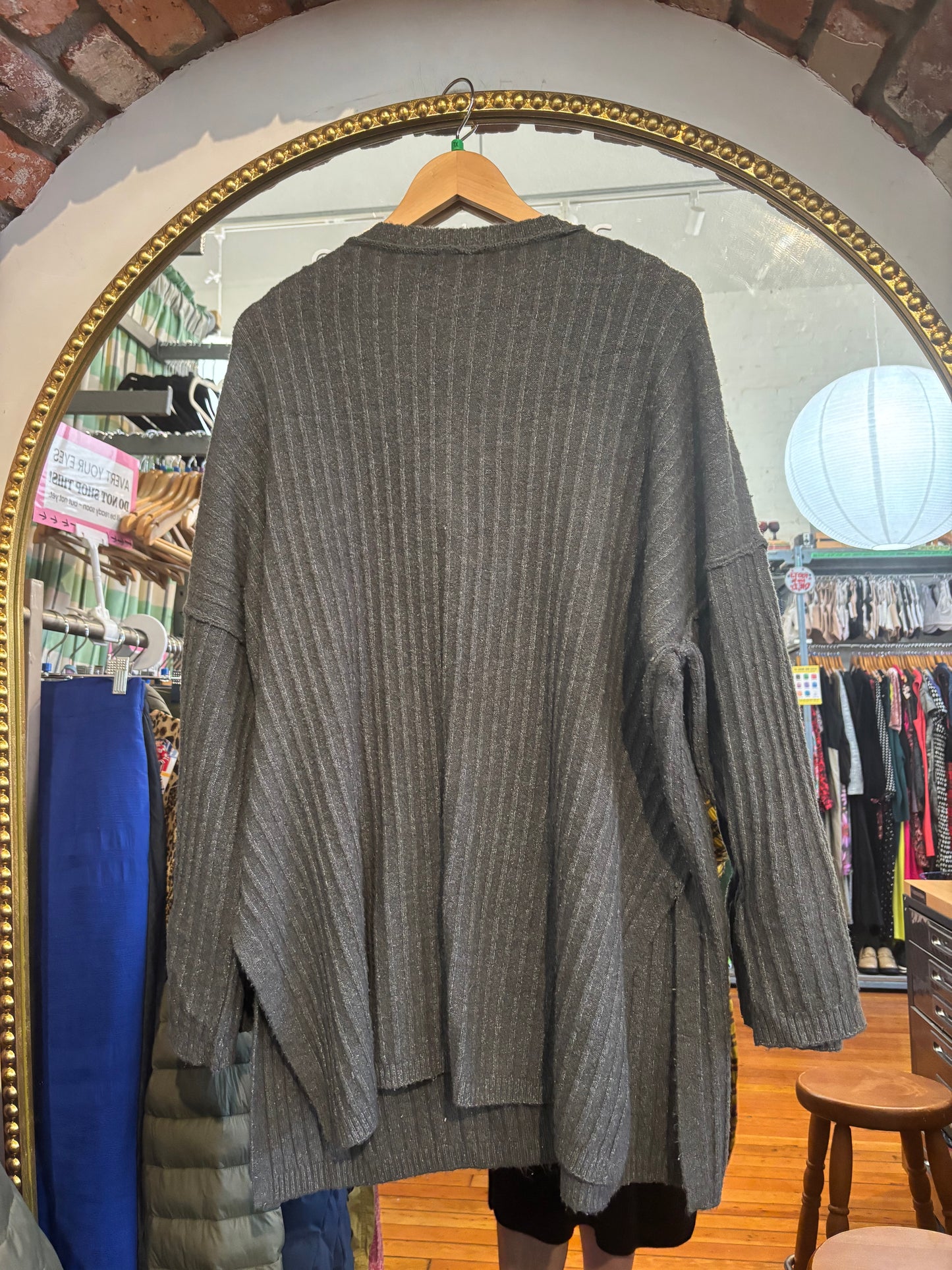 free size grey acrylic blend Free People sweater - ribbed