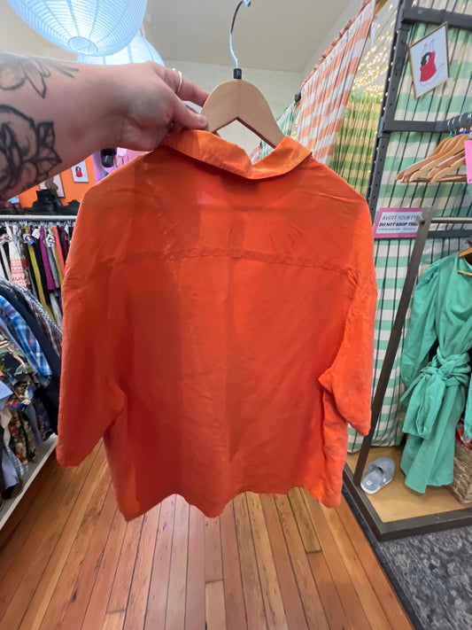 AS IS size 12 VINTAGE SILK orange button up