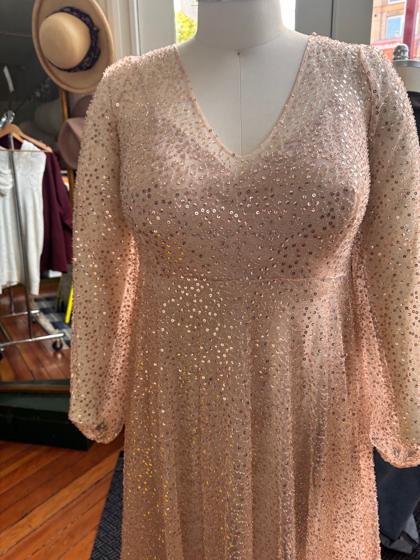 size XXL champagne sequins Etsy - stylish bride ACCS dress - wedding